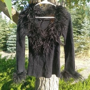 Feather Trim Cardigan